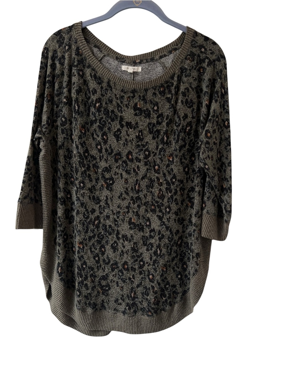 Maurices Olive Green and Black Leopard-Print Knit Pullover